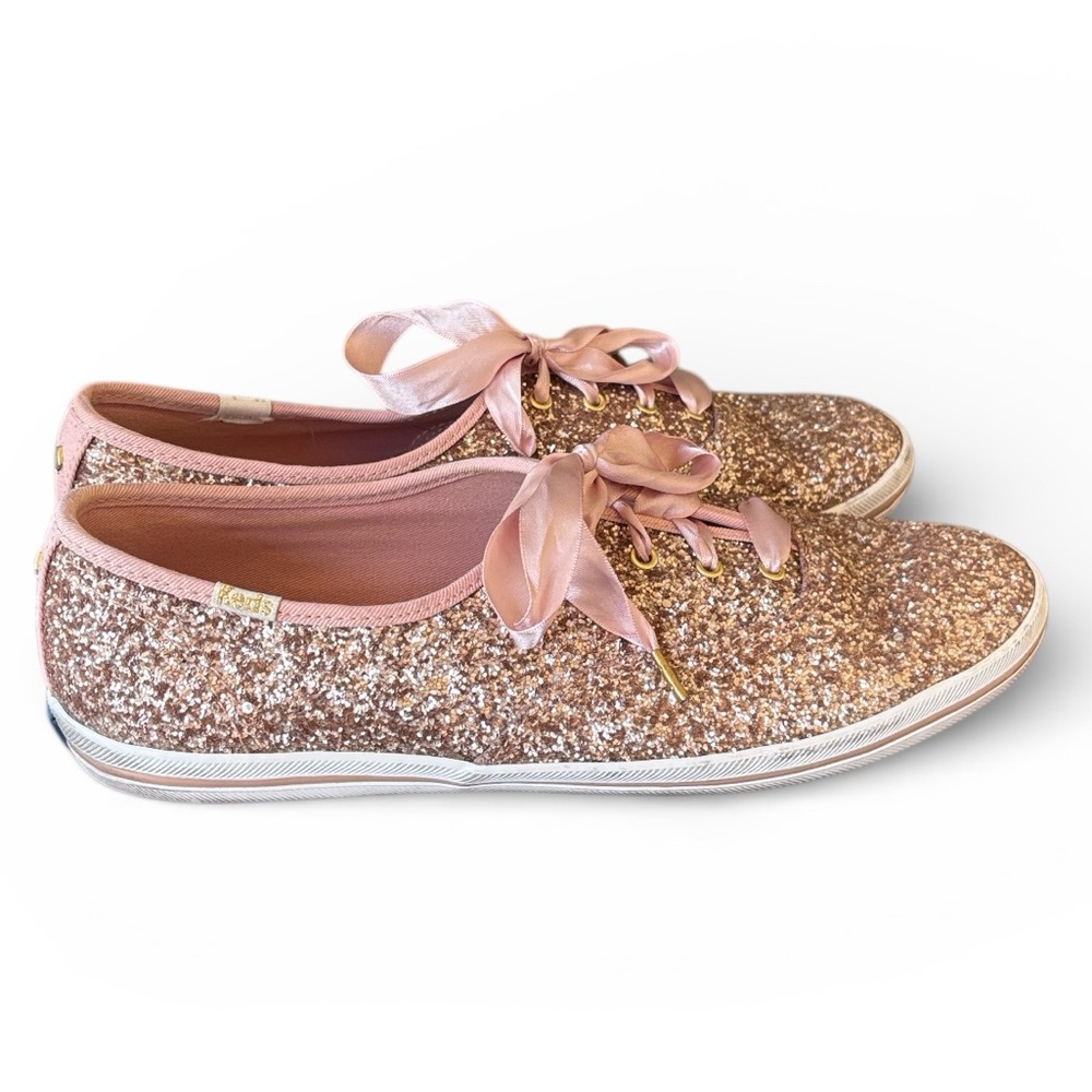 Keds‎ X Kate Spade Collab Rose Gold Glitter Sequin Sneakers Size 10